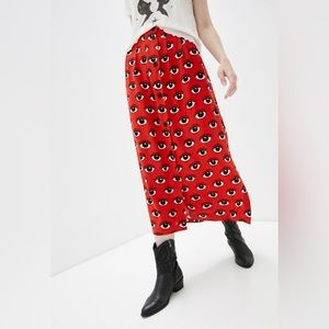 RVCA Red boho Evil Eye Print max skirt size medium